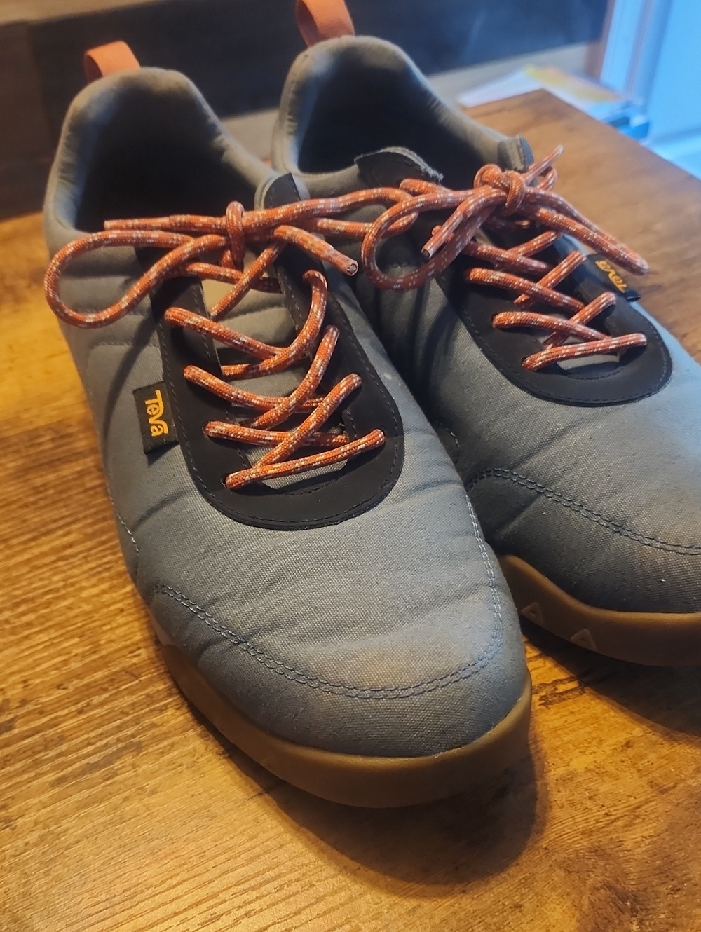 Teva Gray Canvas Sneakers with Orange Laces